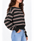 Striped fitted waist top 13481