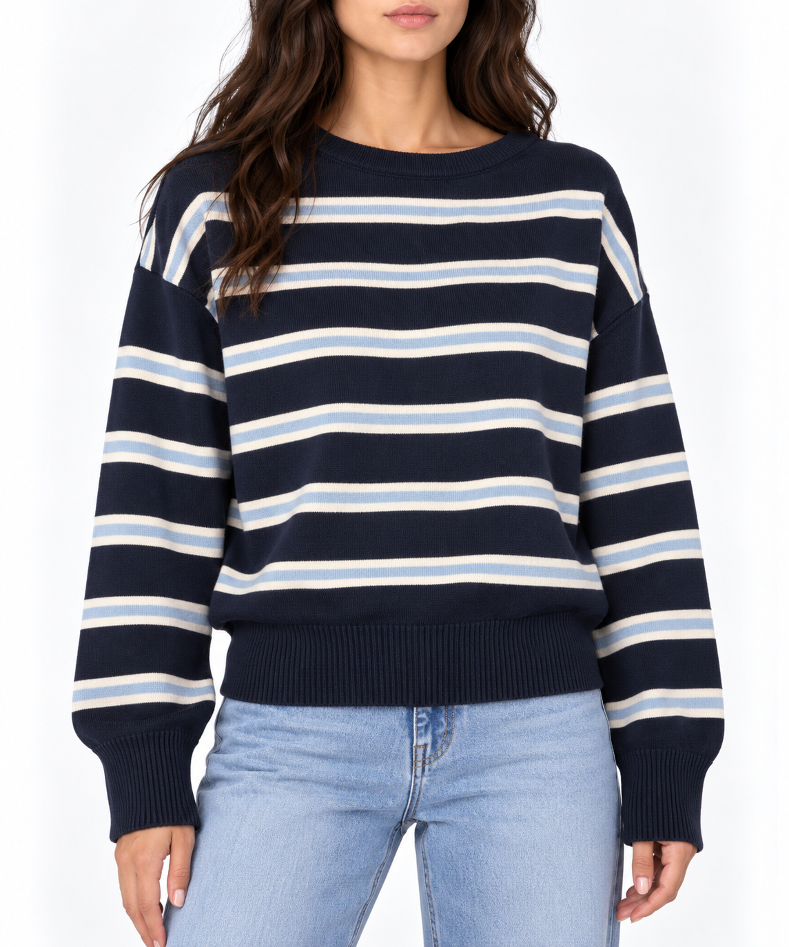 Striped fitted waist top 13481