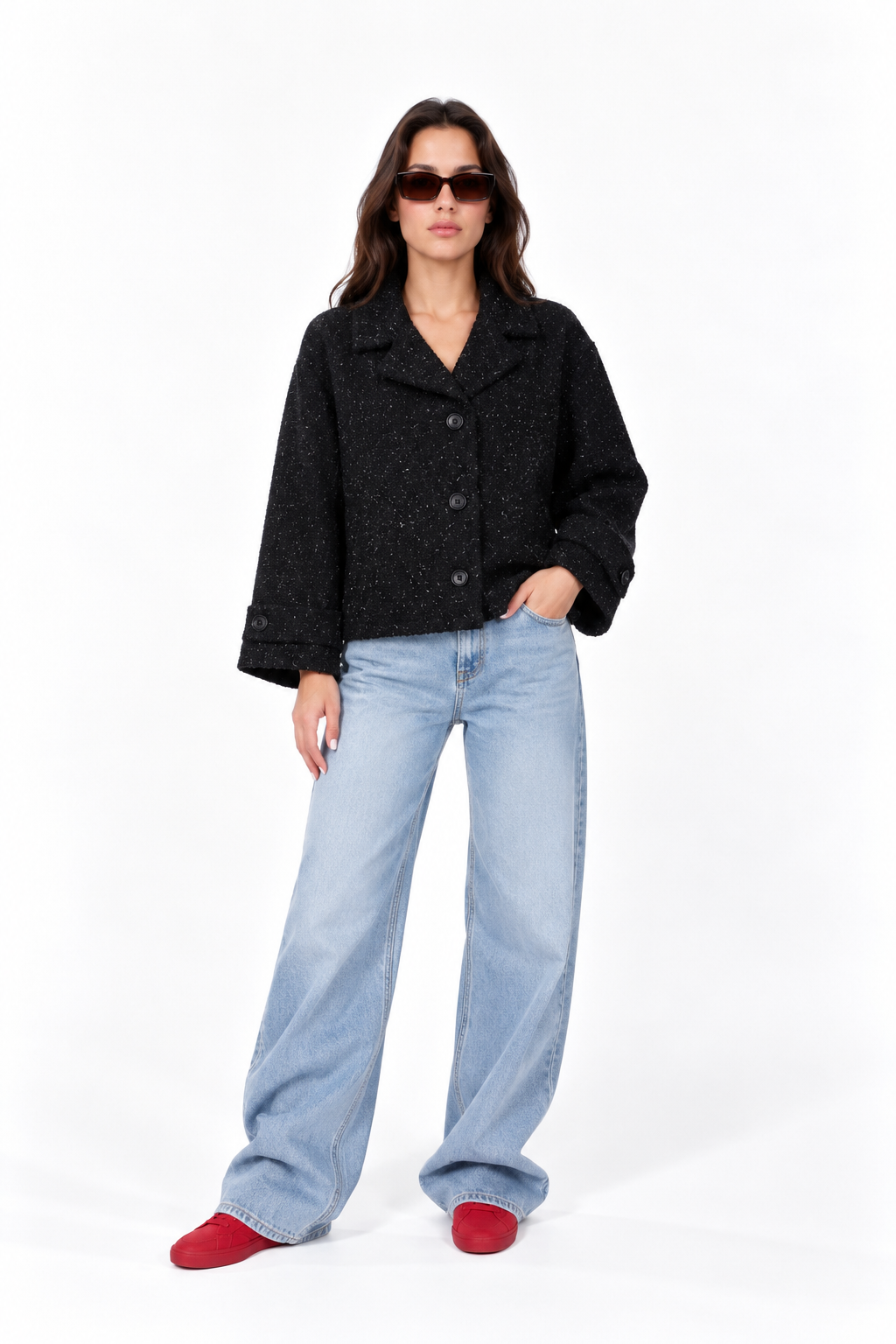 Speckled button jacket 10541