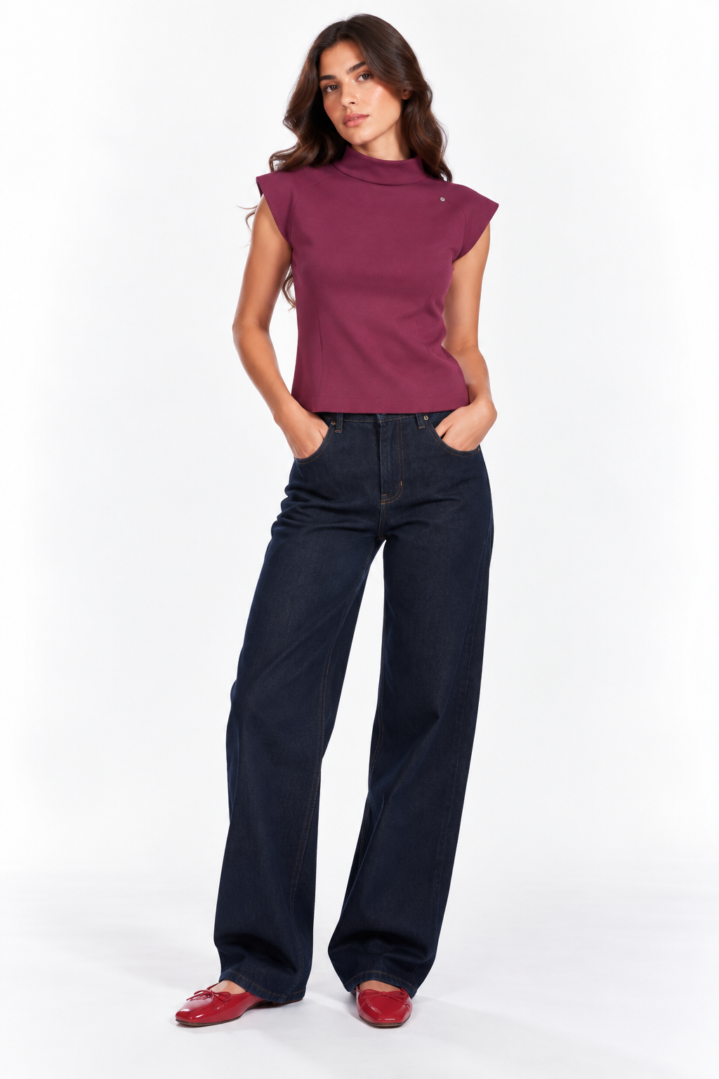 Mock neck tank top 13377