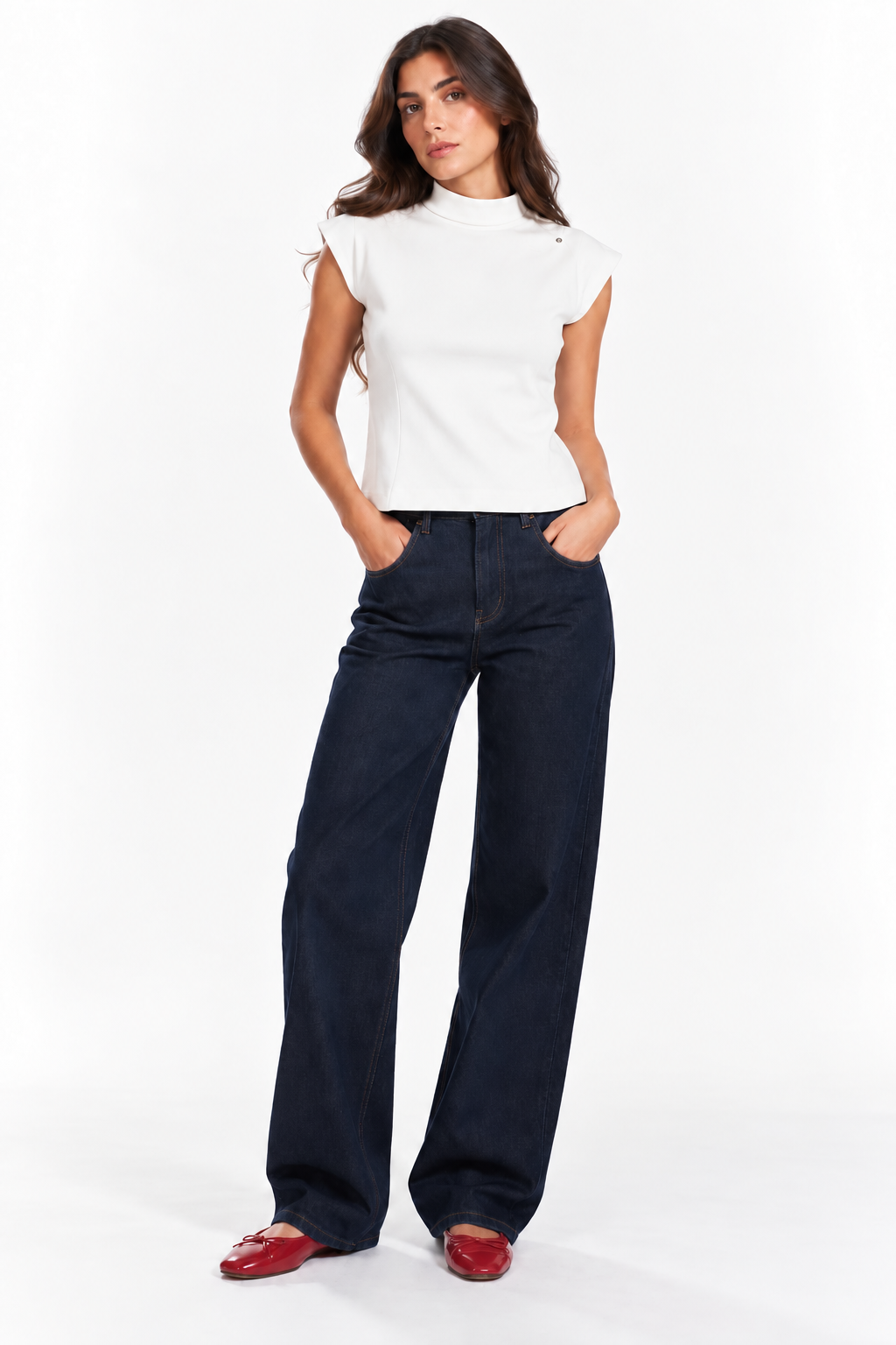 Mock neck tank top 13377