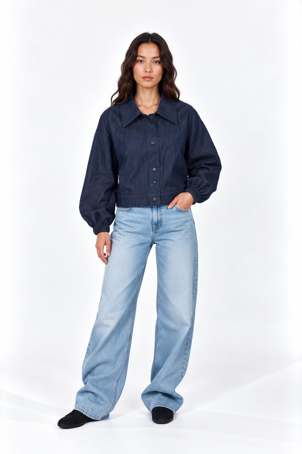 Button-up denim jacket 13438