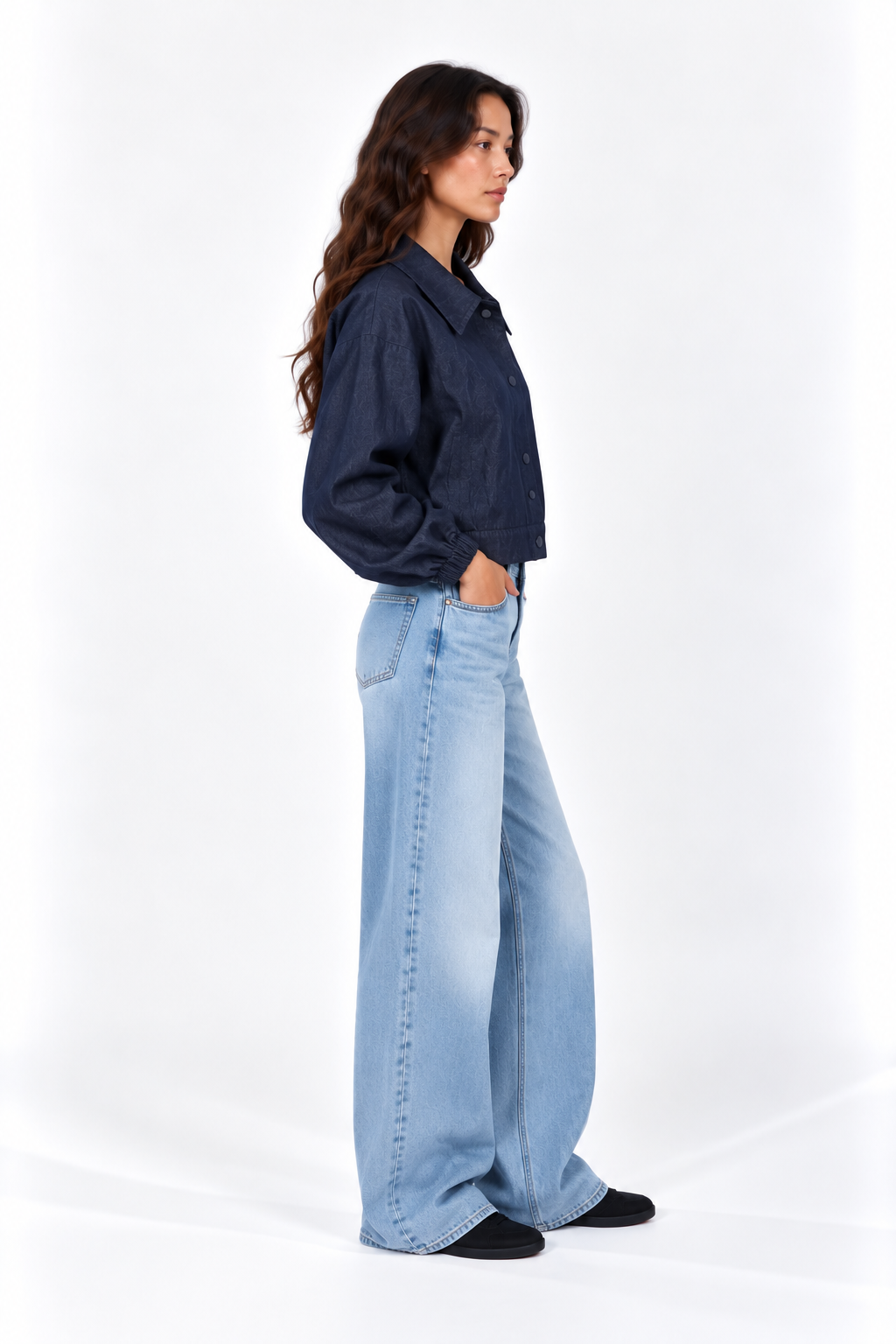 Button-up denim jacket 13438