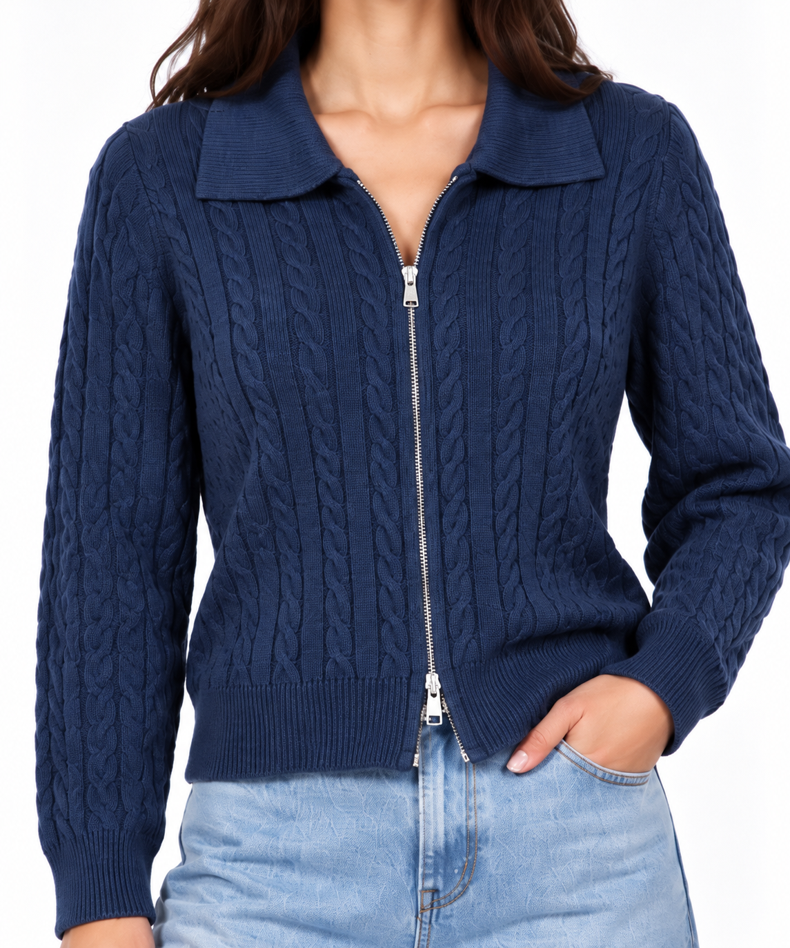 Braided full zipper jacket 13476