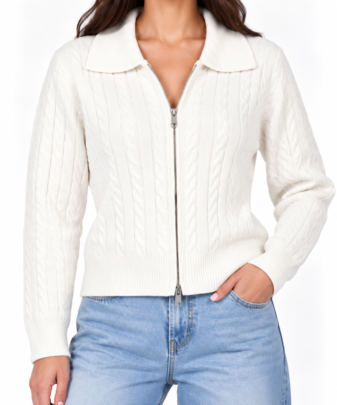 Braided full zipper jacket 13476