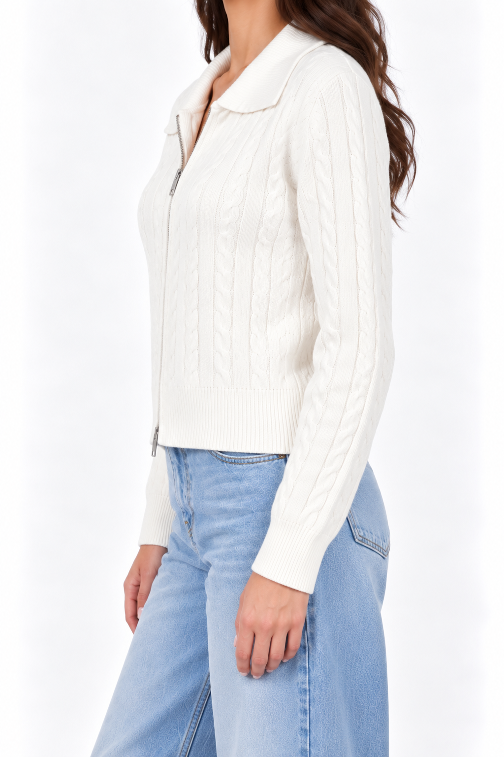 Braided full zipper jacket 13476
