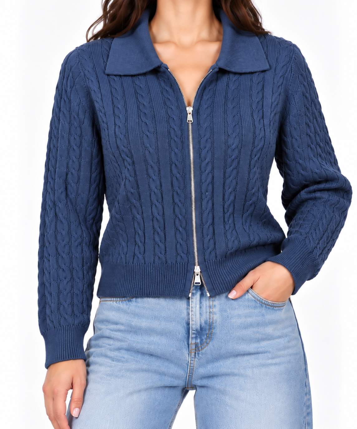 Braided full zipper jacket 13476