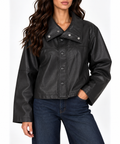 Leather collar jacket 13396