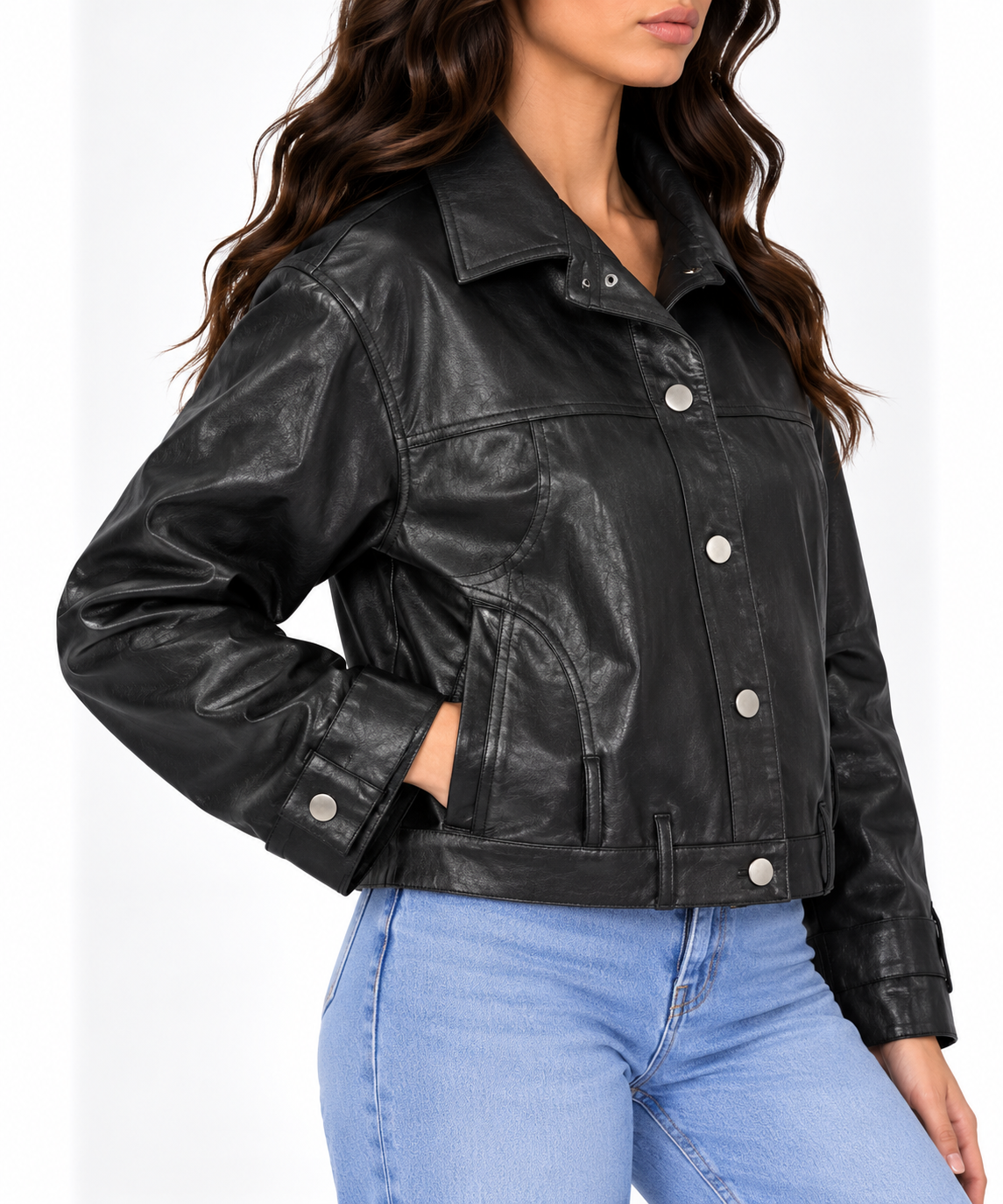 Structured leather jacket 13533