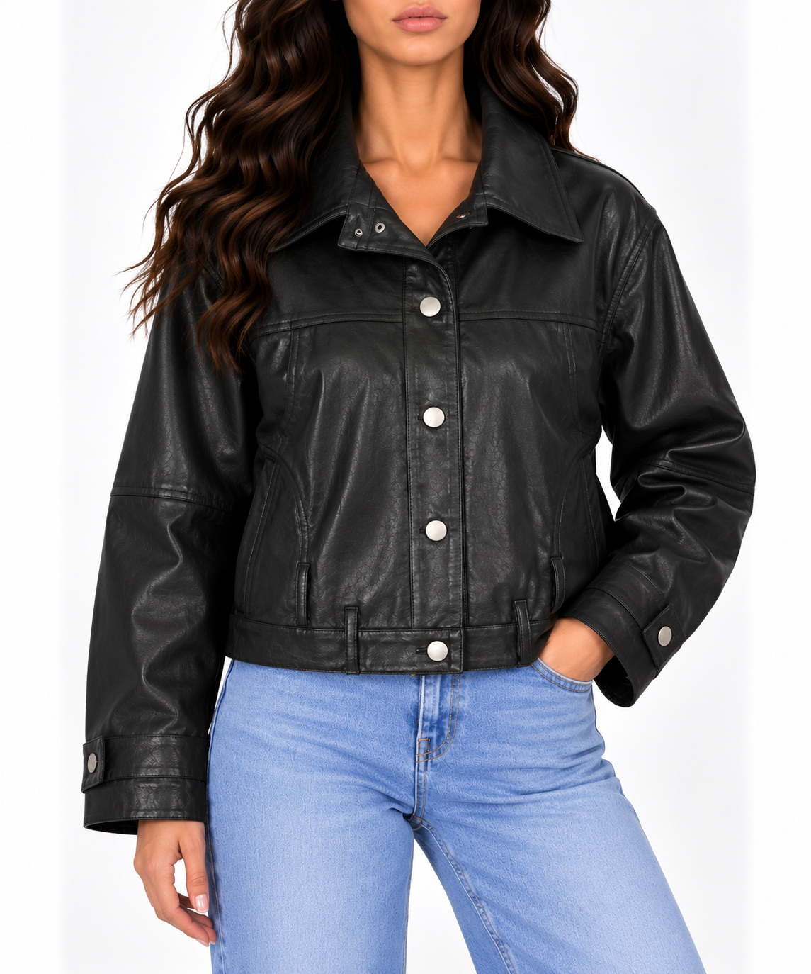 Structured leather jacket 13533