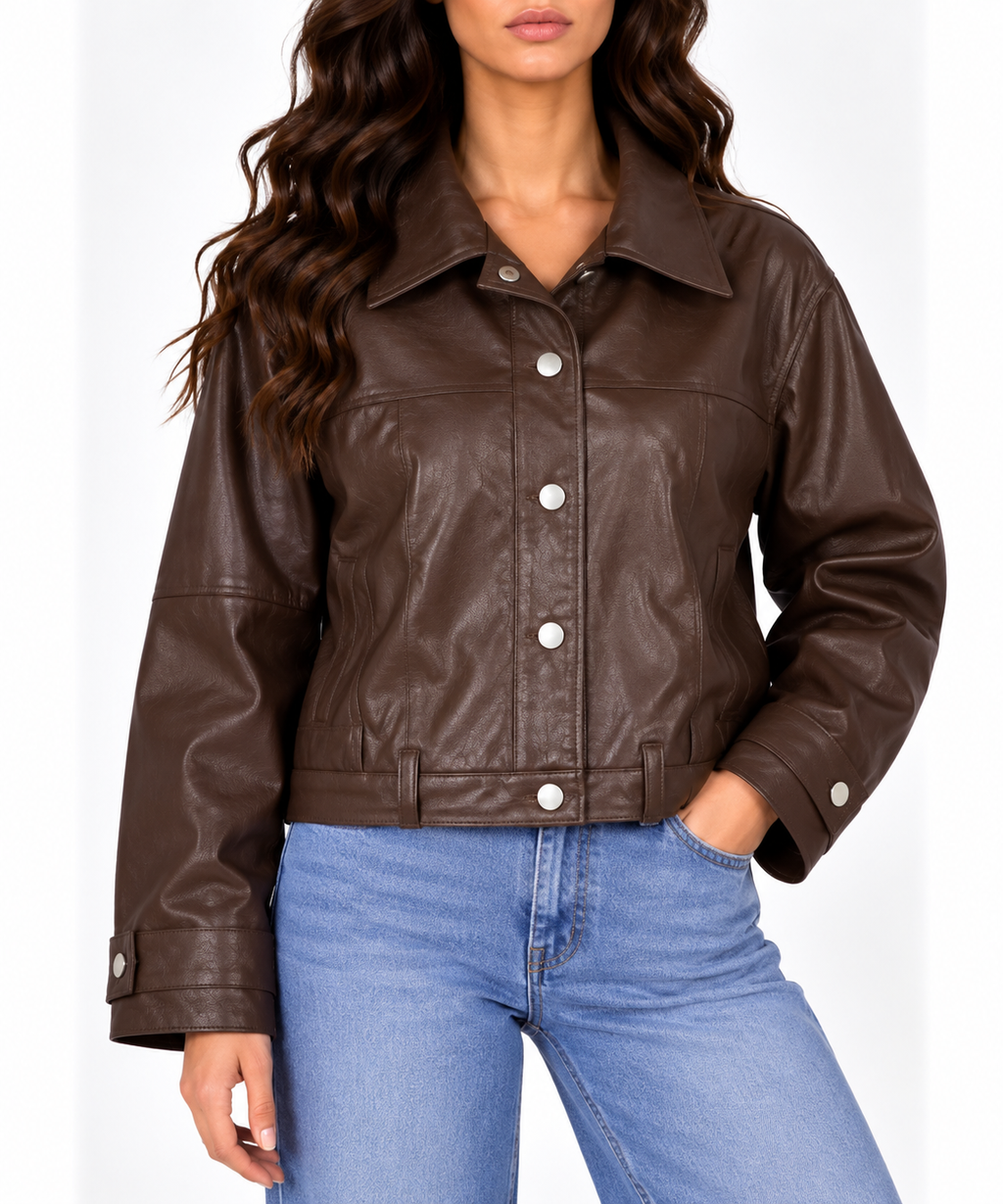 Structured leather jacket 13533