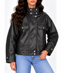 High neck leather jacket 13534