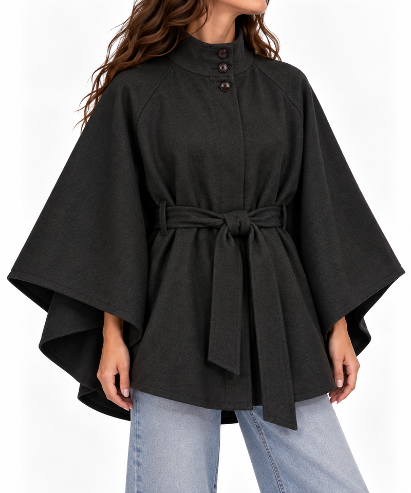 Oversized Belted Cape Coat 13603
