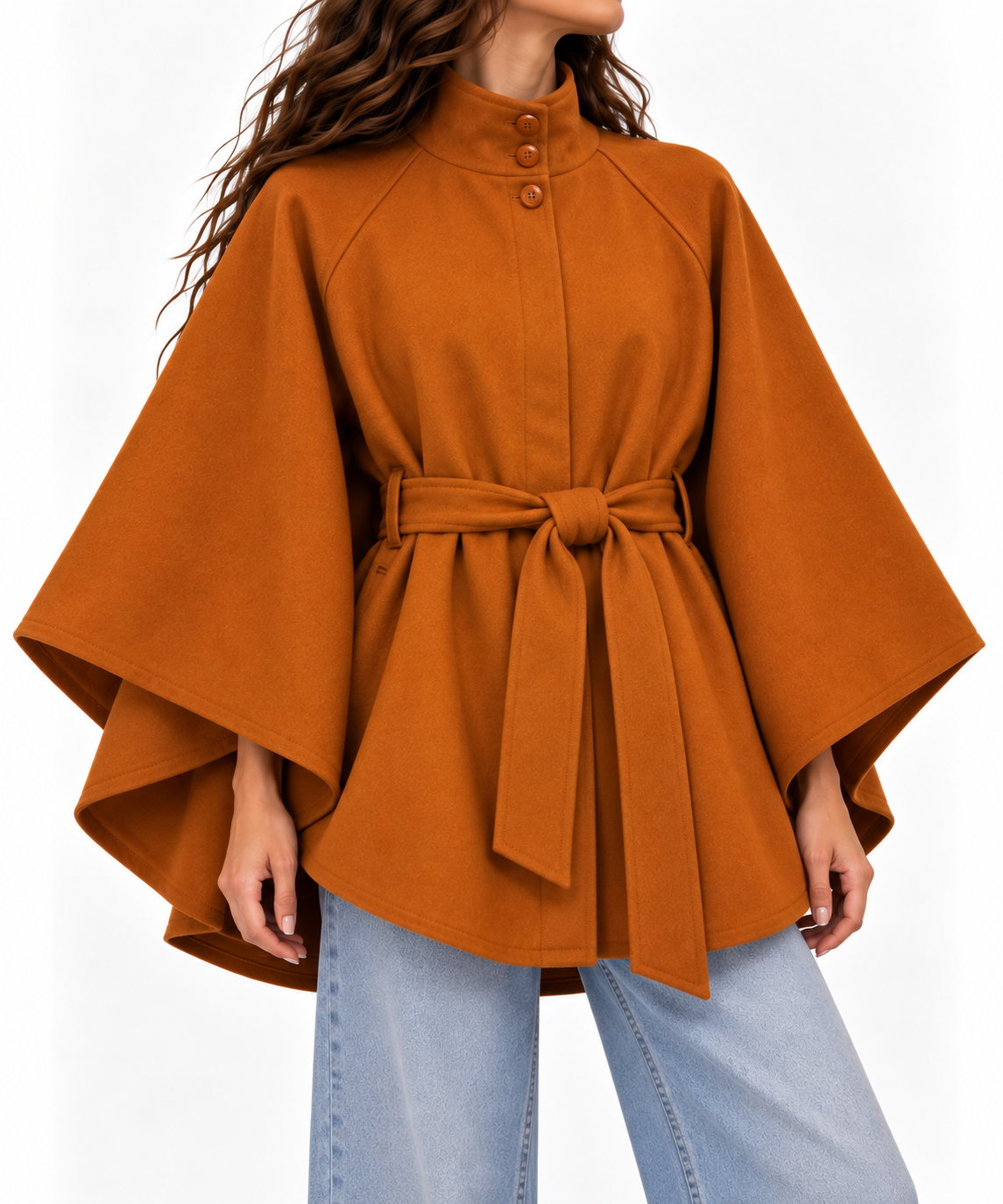 Oversized Belted Cape Coat 13603