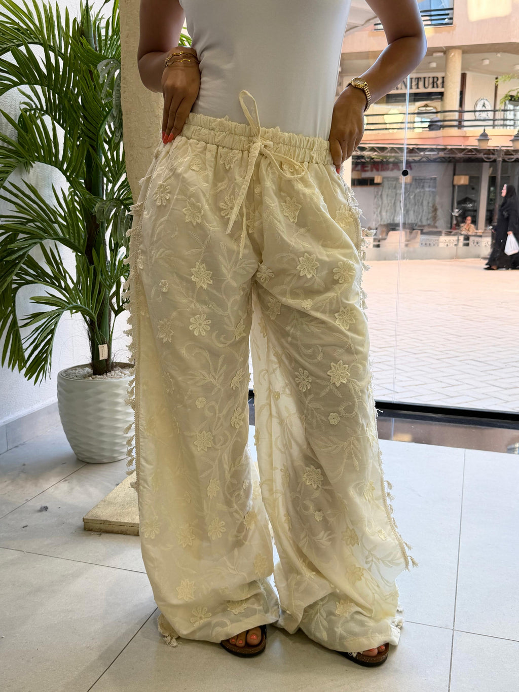 Floral Cream Pants