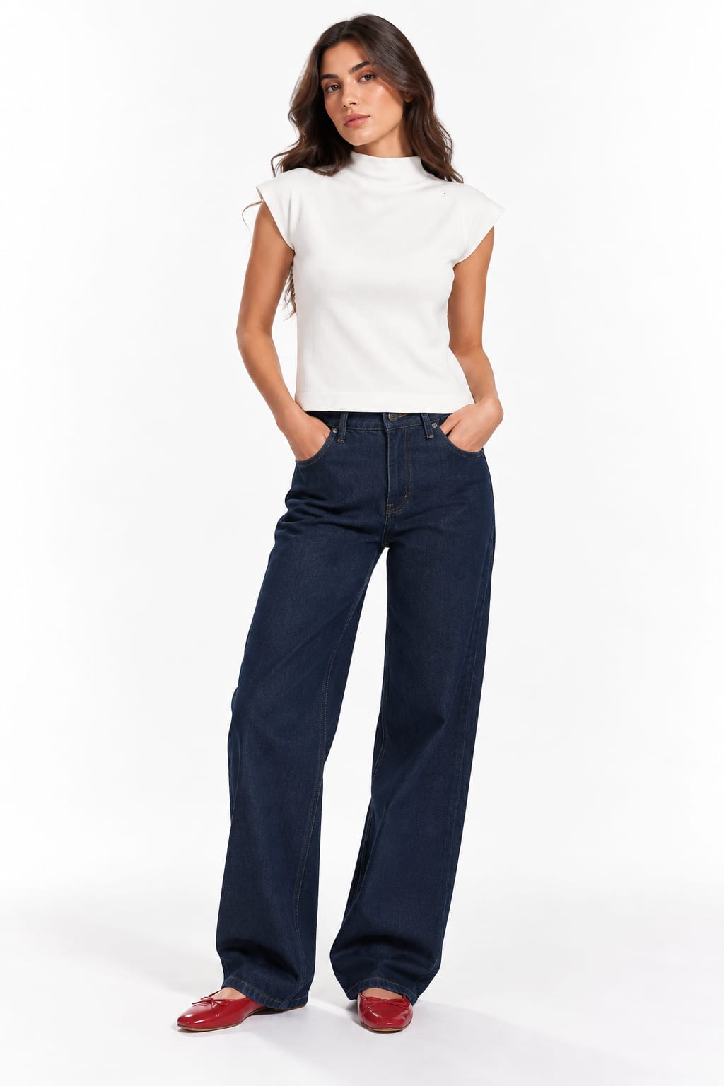 Mock neck tank top 13377