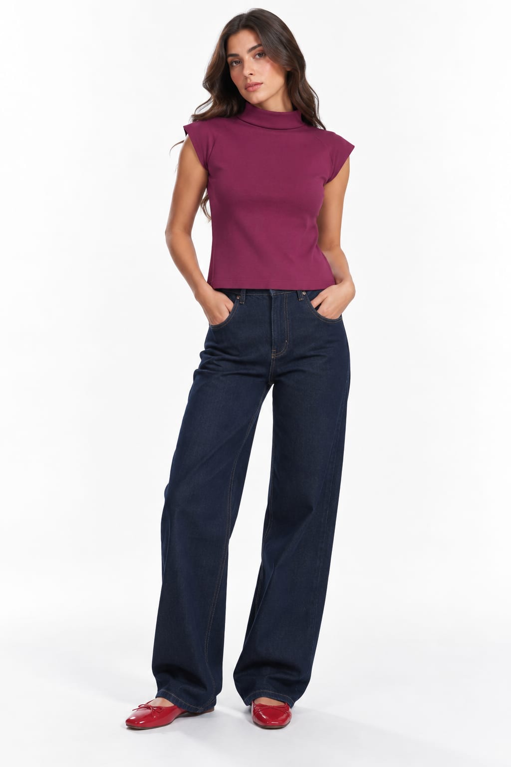 Mock neck tank top 13377