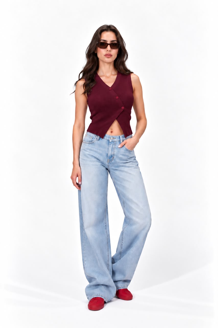 Crisscross Buttoned Vest 12145