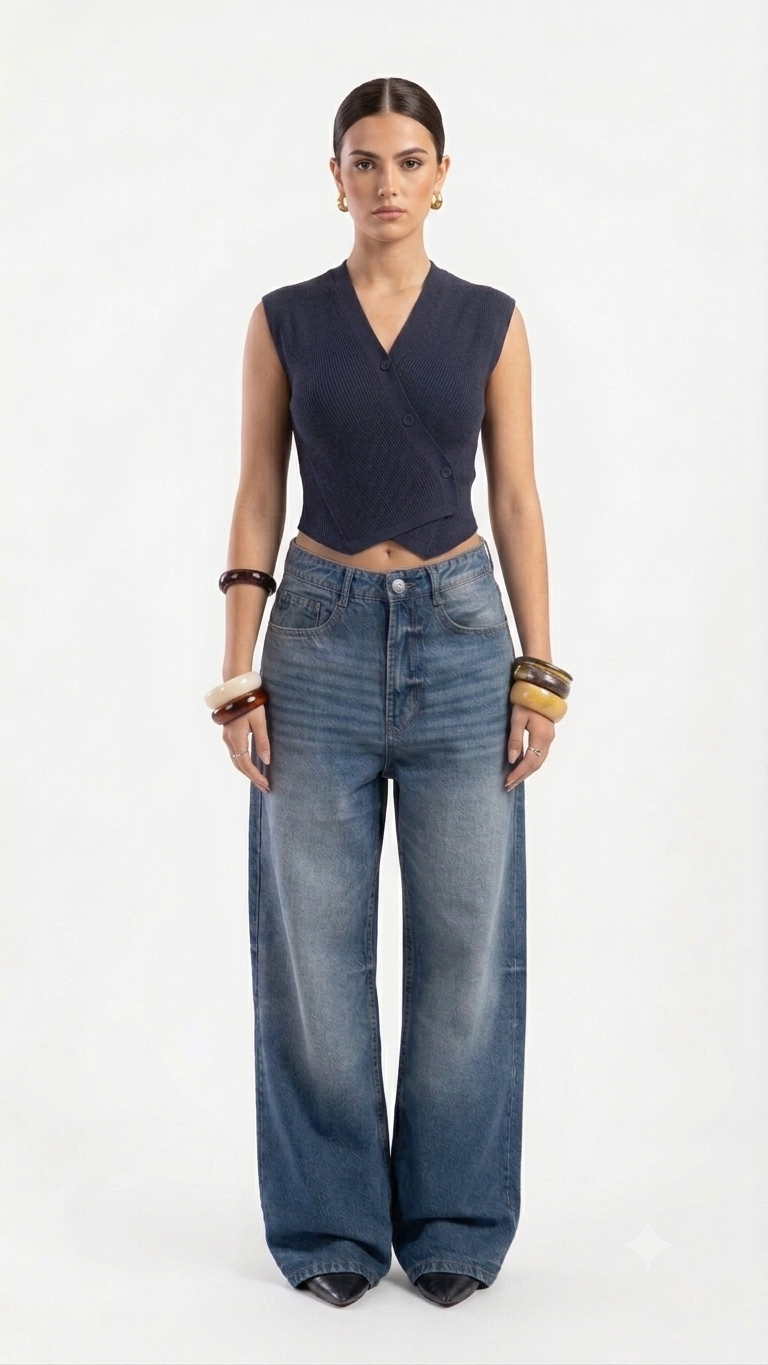Crisscross Buttoned Vest 12145